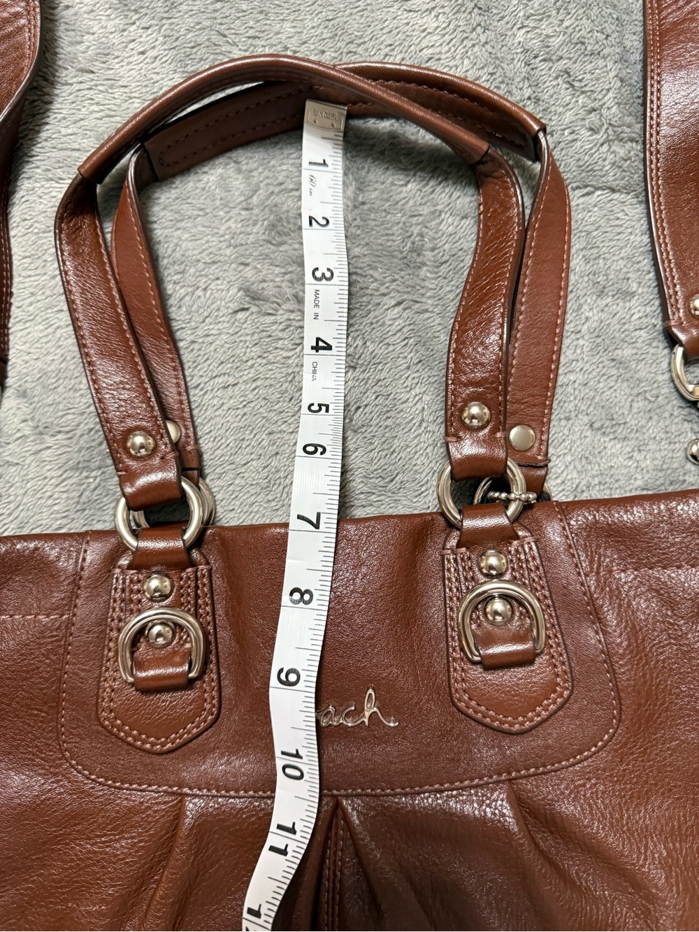 Coach Chocolate Brown Leather Tote with Adjustable Strap - Picture 3 of 10